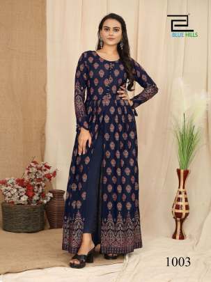 PUSHPA 7.0 - HEAVY RAYON PRINTED FRONT SLIT LONG GOWNS WITH BUTTONS
