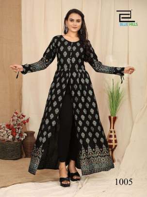 PUSHPA 7.0 - HEAVY RAYON PRINTED FRONT SLIT LONG GOWNS WITH BUTTONS