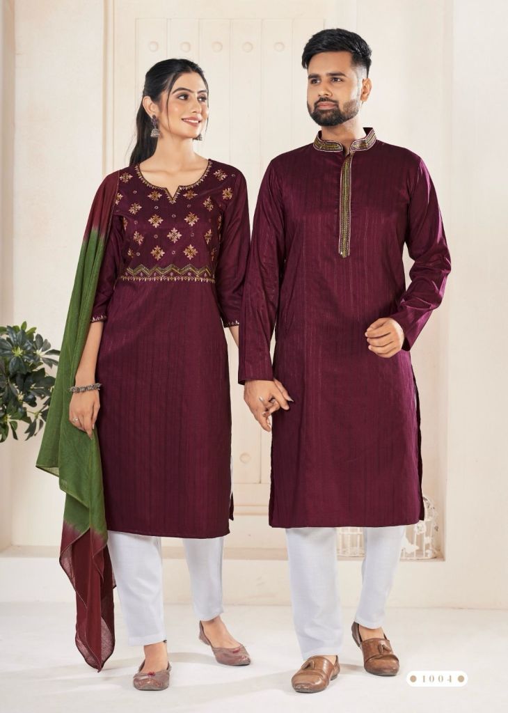 Buy Zarkle Men And Women Firozi Foil Print Pure Cotton Couple Kurta Kurti  Set (Men-M And Women-M) Online at Best Prices in India - JioMart.