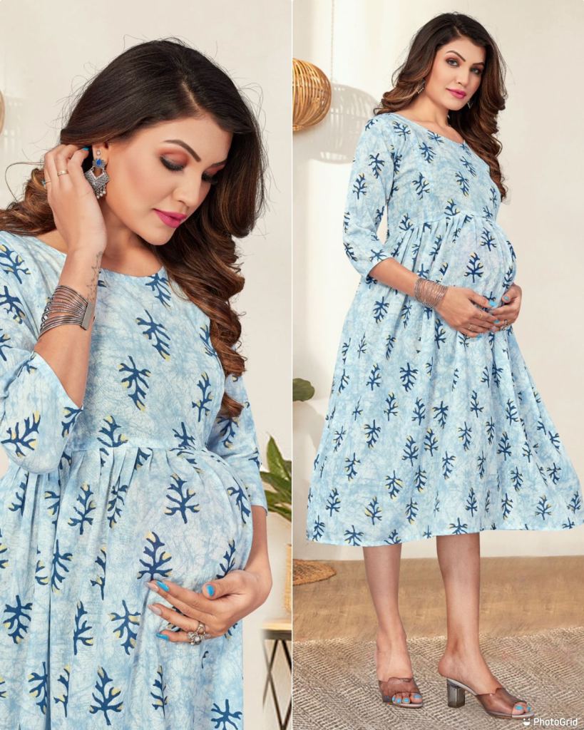 Buy BUYLEE Women's Rayon Polka Dots 3/4 Sleeve Scoop Neck A-Line Regular  Pull On Maternity Feeding Kurti - Small Size (DC-1004-Sky Blue) at Amazon.in