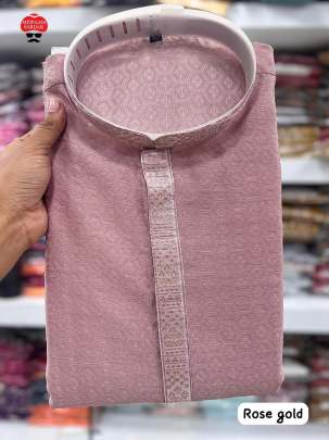 AMUSING DOUBLE PATTI NECK ROSE GOLD KURTA PYJAMA FOR MEN