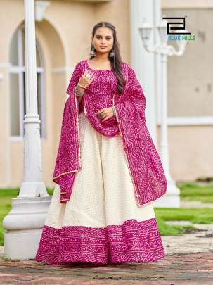 BANDHEJ - PINK READY TO WEAR COTTON SATIN WITH BANDHANI BORDER LEHENGA-BLOUSE-DUPATTA SET