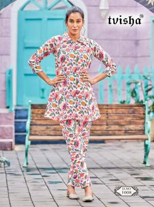 BLOSSOM - CO-ORD SET SOFT RAYON PRINTED WITH CENTER BELT