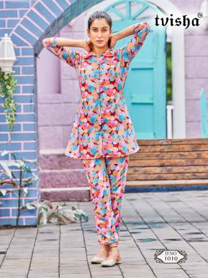 BLOSSOM - CO-ORD SET SOFT RAYON PRINTED WITH CENTER BELT