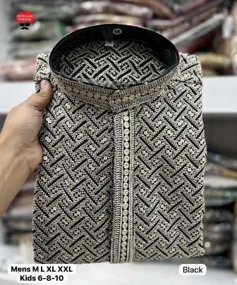 Black premium embroidery kurta collection 