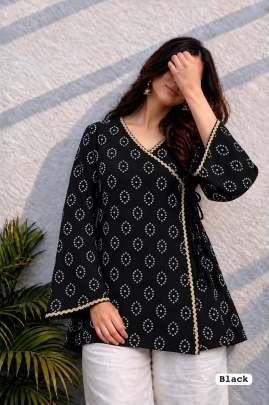 Black wholesale ladies tops, boutique tunic collection