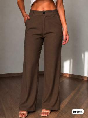 Brown straight fit pants women