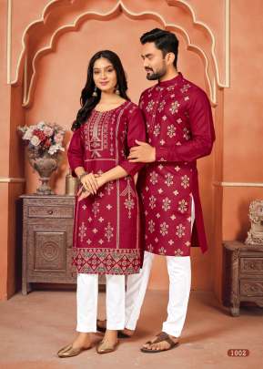 COUPLE GOALS 10 - COTTON FOIL PRINT COUPLE KURTA KURTI SET