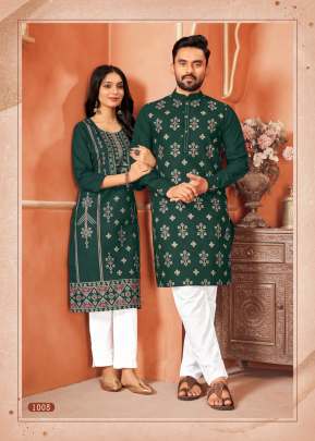 COUPLE GOALS 10 - COTTON FOIL PRINT COUPLE KURTA KURTI SET