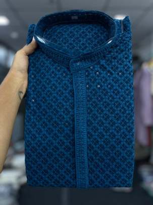  Blue Chikankari wholesale kurta manufacturer Surat