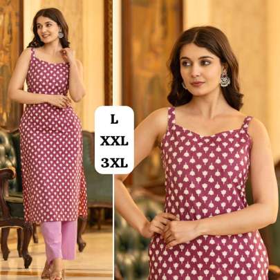 Cotton printed sleeveless kurti for regular wear