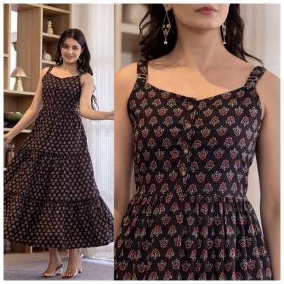 Ruffle cotton dress for women