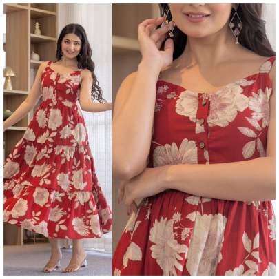 Casual cotton ruffle dress