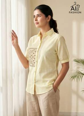 Cream casual shirts for women supplier