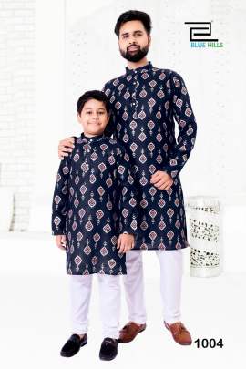 ETHNICITY - COTTON FOIL PRINTED FATHER SON KURTA SET