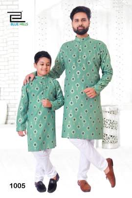 ETHNICITY - COTTON FOIL PRINTED FATHER SON KURTA SET