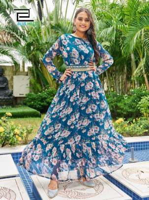 Buy Vivek Stylish and the latest trendy Baju Frill Navy Gown Online at Best  Prices in India - JioMart.