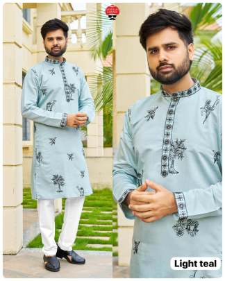 Roman silk kurta with embroidery
