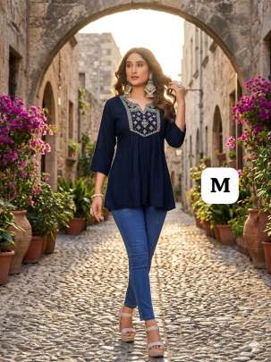 Embroidery work short tops  for office wear