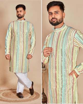 FABULOUS HEAVY GEORGETTE KURTA PYJAMA FOR MEN