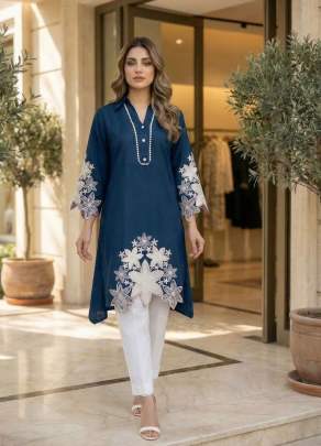 Flair A-Line Rayon Kurti Pant Set with Embroidery Cutwork | Designer Kurti Set Manufacturer Surat