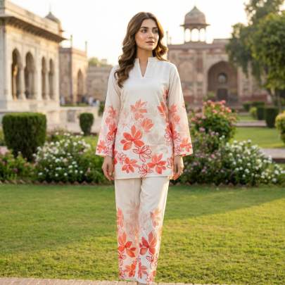 Floral printed Linen cotton co-ord set 