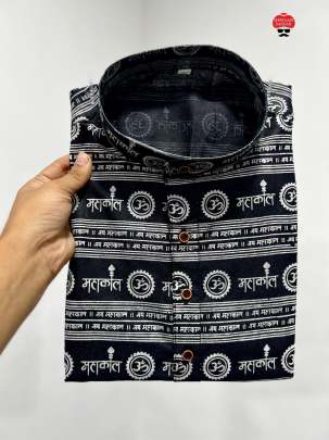 Half Sleeves Short Kurta in Shiv ji Prints 