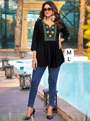 Heavy rayon Embroidery work short tops  