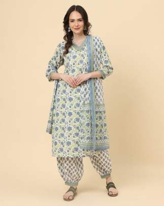 KIARA FESTIVAL - READYMADE HEAVY COTTON PRINTED TOP PANT DUPATTA SET