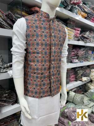 KOTI SPECIAL - HEAVY BANGLORI PRINT AND SEQUENCE EMBROIDERED MEN'S KOTIS