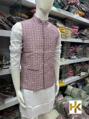 KOTI SPECIAL - HEAVY BANGLORI PRINT AND SEQUENCE EMBROIDERED MEN'S KOTIS