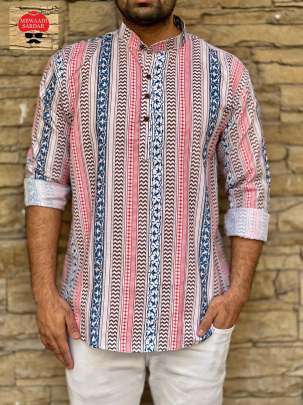 LEO - MENS COTTON SHORT KURTA BY MEWAADI SARDAR