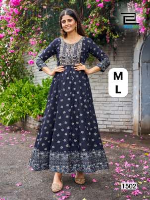 Long Anarkali Gown with Embroidery