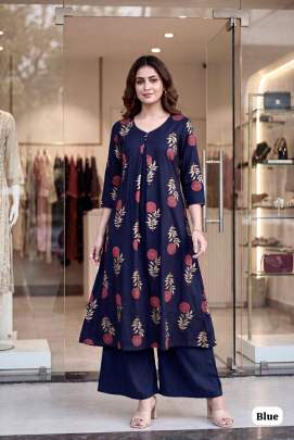 Long Flared Kurti with Palazzo Pant | Casual & Office Wear