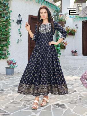 MAAHI - RAYON LONG ANARKALI GOWN WITH EMBROIDERY WORK