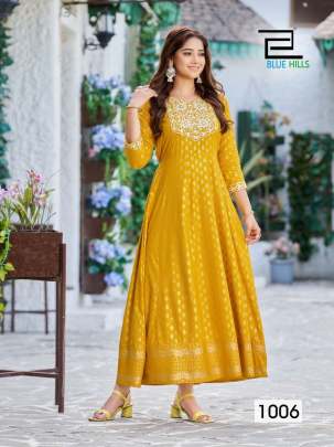 MAAHI - RAYON LONG ANARKALI GOWN WITH EMBROIDERY WORK