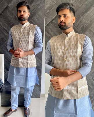 MANYAVAR 5 - HEAVY BANGLORI SILK KURTA SET WITH JEQUARD KOTI