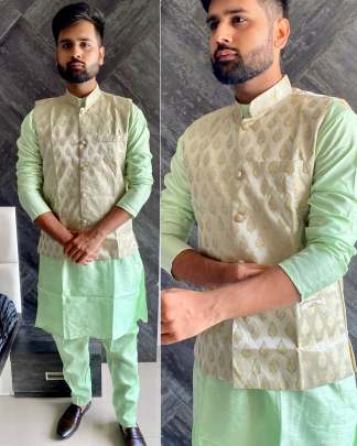 MANYAVAR 5 - HEAVY BANGLORI SILK KURTA SET WITH JEQUARD KOTI