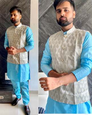 MANYAVAR 5 - HEAVY BANGLORI SILK KURTA SET WITH JEQUARD KOTI