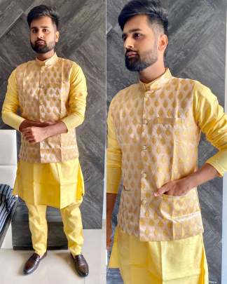 MANYAVAR 5 - HEAVY BANGLORI SILK KURTA SET WITH JEQUARD KOTI