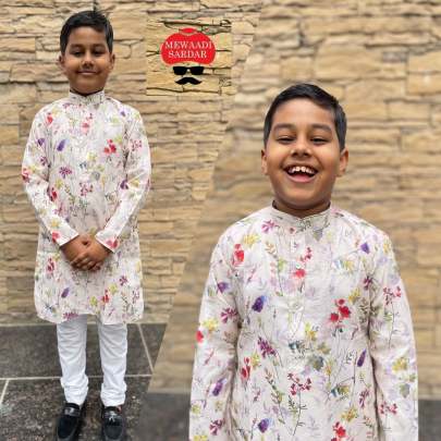 MEWADI SARDAR - LITTLE MASTERS - KIDS PRINTED KURTA PAJAMA SET