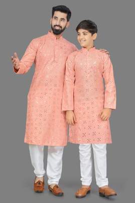 MIRROR KURTA - ORANGE HEAVY COTTON KURTA WITH EMBROIDERY AND FANCY BUTTONS