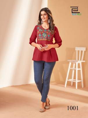 Manufacturer of cotton Short tops embroidery for women