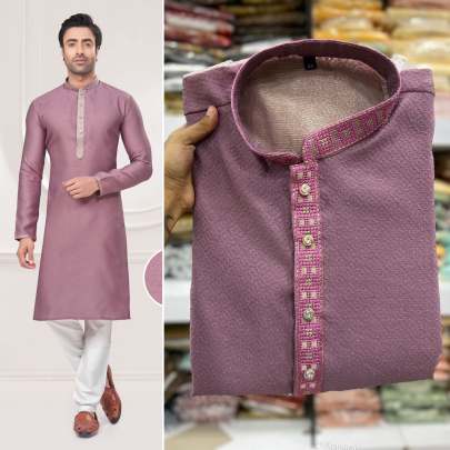 OPPULENT HEAVY EMBROIDERY WORK KURTA PYJAMA FOR MEN