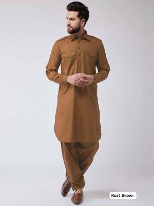 ORDINARY COTTON SLUB PATHANI KURTA PYJAMA FOR MEN