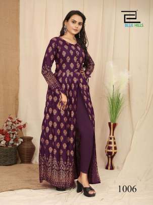 PUSHPA 7.0 - HEAVY RAYON PRINTED FRONT SLIT LONG GOWNS WITH BUTTONS