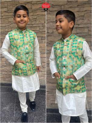 REMARKABLE KIDS SOFT SILK KURTA PYJAMA WITH KOTI FOR KIDS