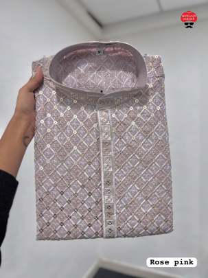 Rayon With Embroidery and Sequins Men Kurta