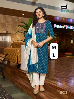 Rayon embroidery work kurti bottom dupatta