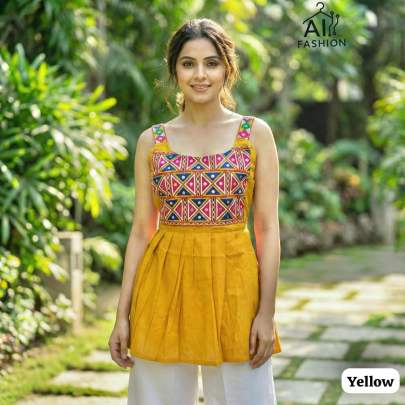 Rayon fabric mirror work tops